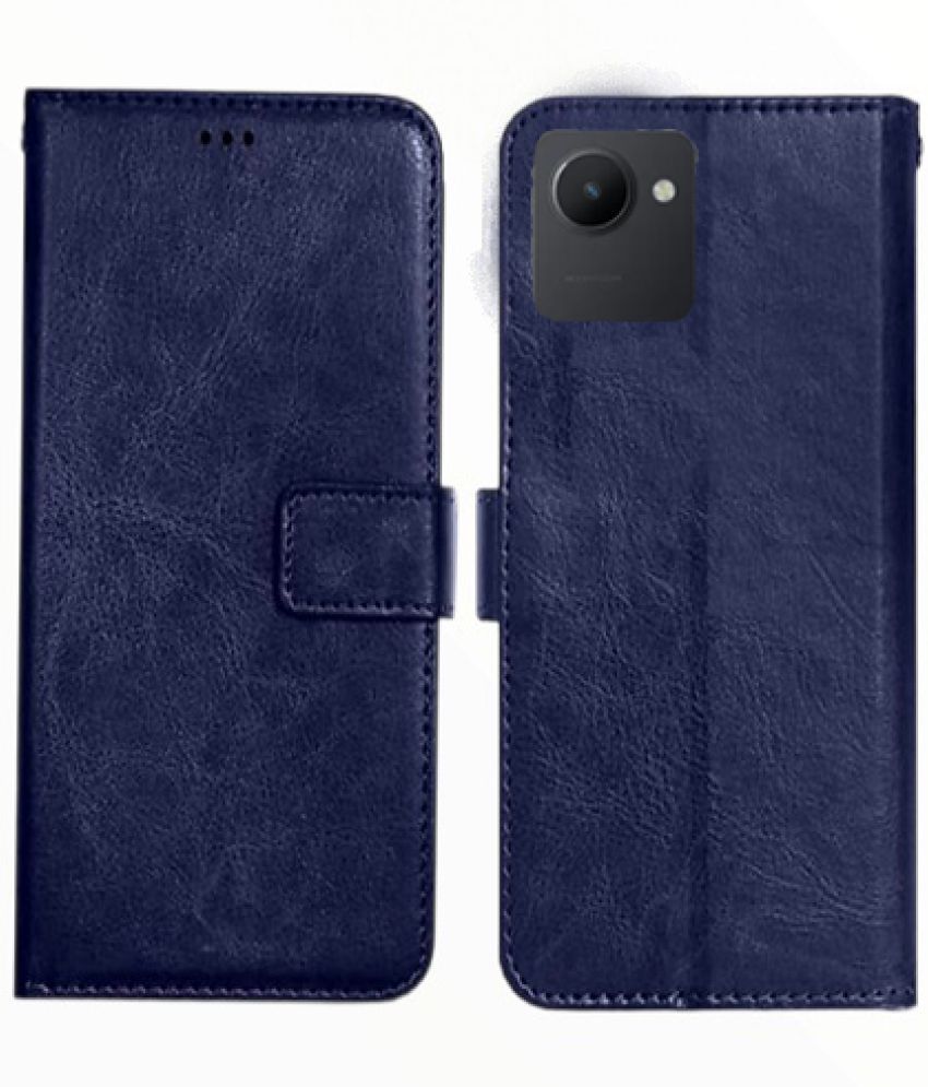     			RGVEEN - Blue Artificial Leather Flip Cover Compatible For Realme c30 ( Pack of 1 )