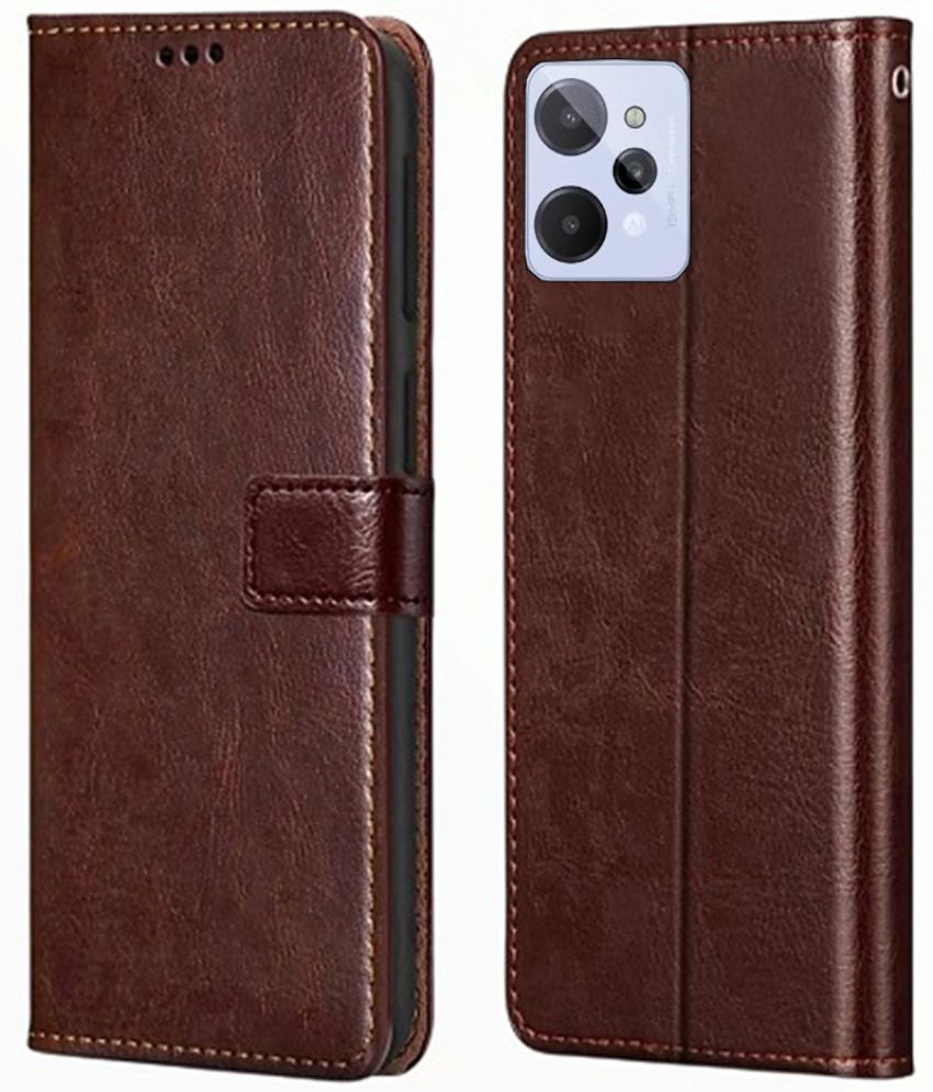     			RGVEEN - Brown Artificial Leather Flip Cover Compatible For Realme C31 ( Pack of 1 )