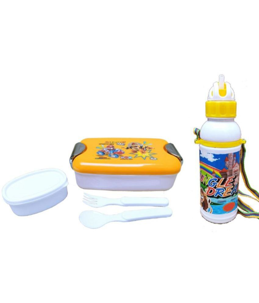     			SINGING SPARROW - SCHOOL WATER BOTTLE AND LUNCH BOX Yellow School Water Bottle 600 mL ( Set of 2 )