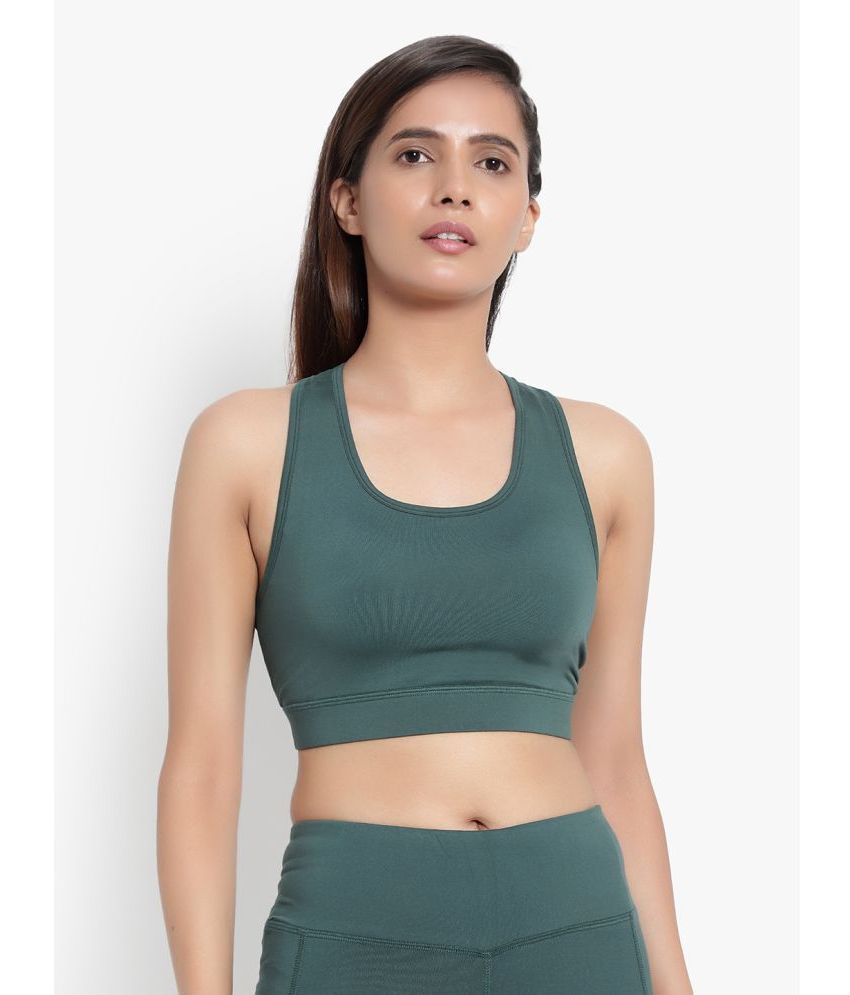     			Wearjukebox - Green Polyester Lightly Padded Women's Sports Bra ( Pack of 1 )