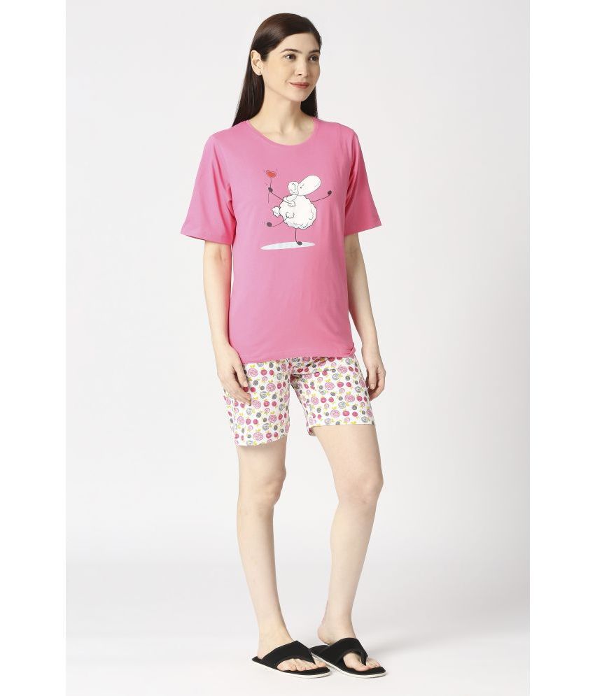     			Zebu - Pink Cotton Women's Nightwear Nightsuit Sets ( Pack of 1 )