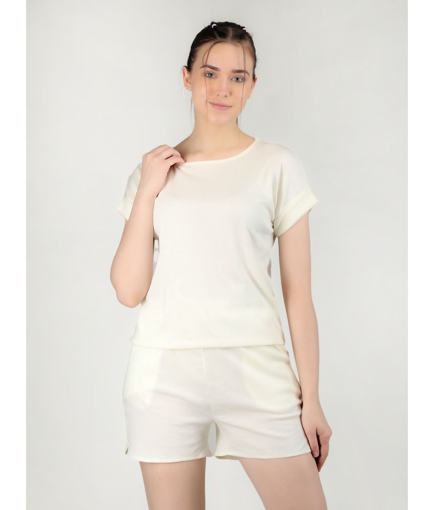     			Chkokko - Off White Cotton Blend Women's Crop Top ( Pack of 1 )