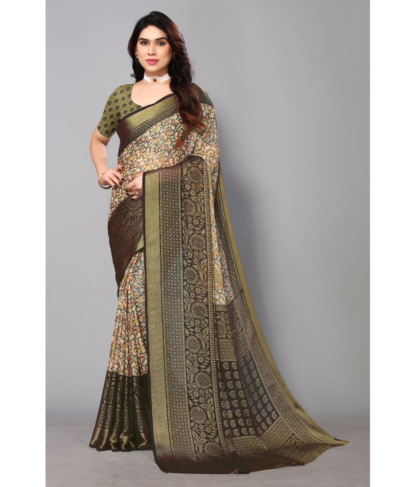     			FABMORA - Black Brasso Saree With Blouse Piece ( Pack of 1 )