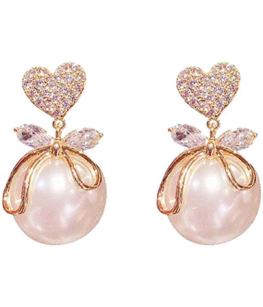     			FASHION FRILL - Rose Gold Pearl Earrings ( Pack of 1 )