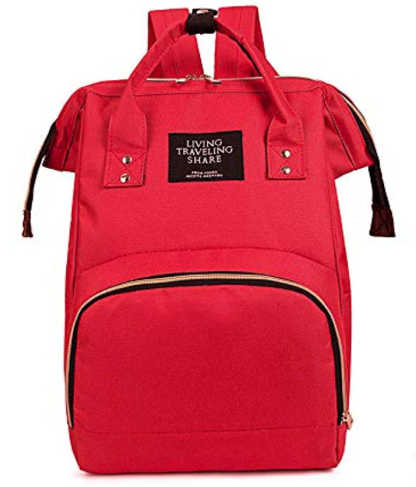    			FIRST TREND Red Polyester Diaper Bag ( 30*15*22 cm