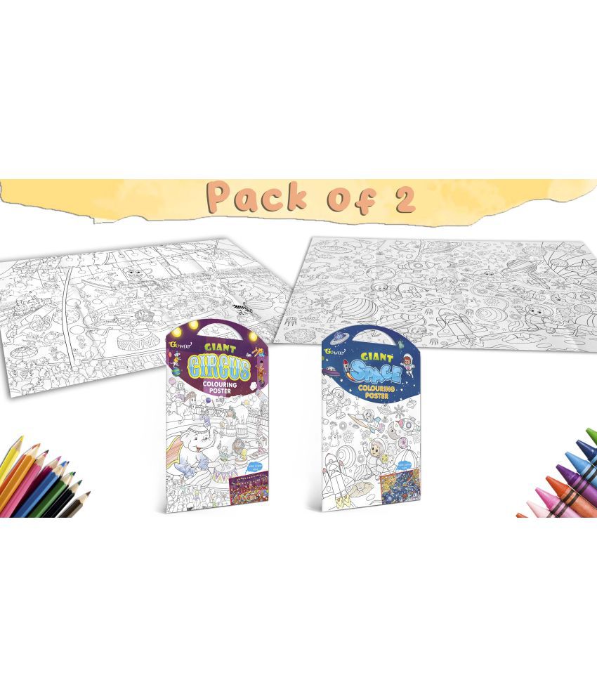     			GIANT CIRCUS COLOURING POSTER and GIANT SPACE COLOURING POSTER | Set of 2 posters I Must try activity for Kids