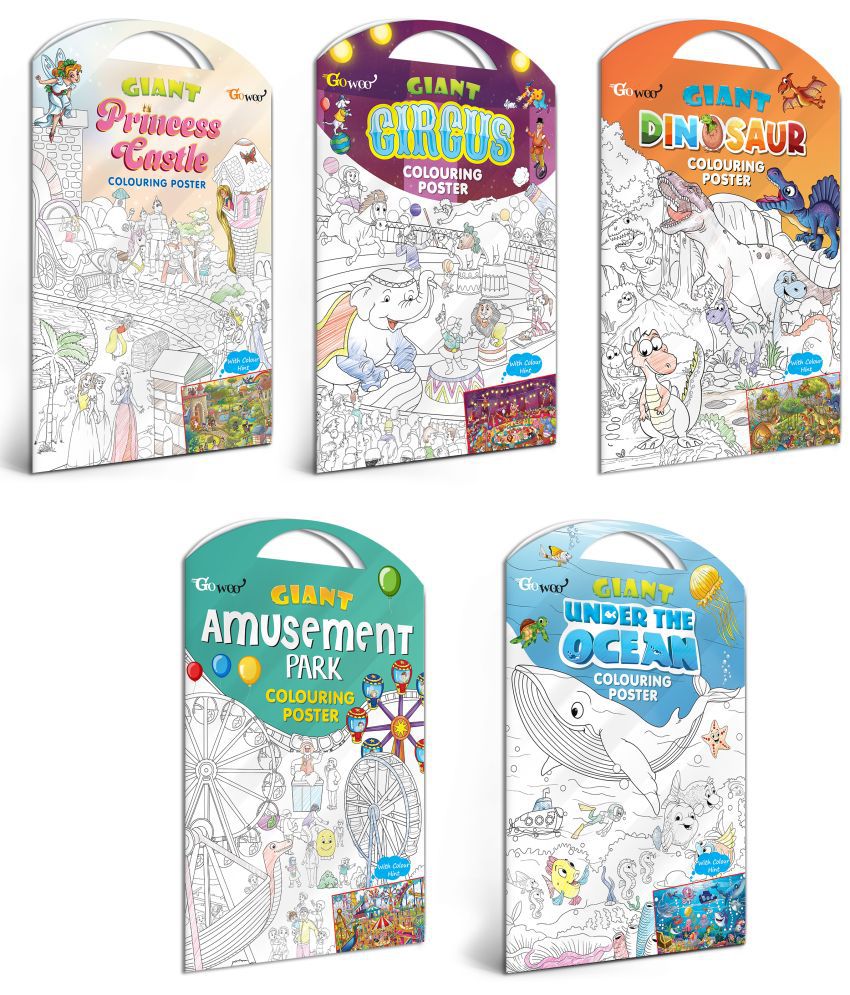     			GIANT PRINCESS CASTLE COLOURING Charts, GIANT CIRCUS COLOURING Charts, GIANT DINOSAUR COLOURING Charts, GIANT AMUSEMENT PARK COLOURING Charts and GIANT UNDER THE OCEAN COLOURING Charts | Pack of 5 Charts I Artistic Coloring Charts Collection