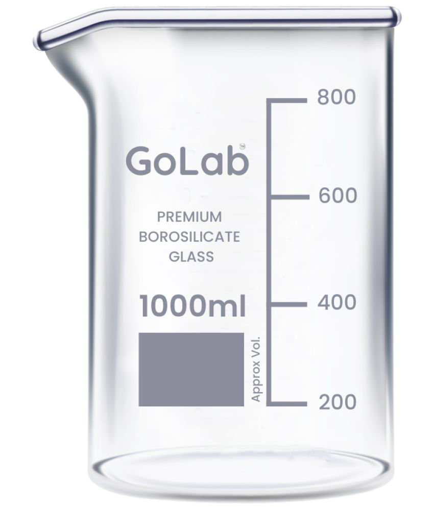     			GoLab Laboratory Premium Calibrated Borosilicate Glass Beaker with Graduation Marks and Spout 1Ltr