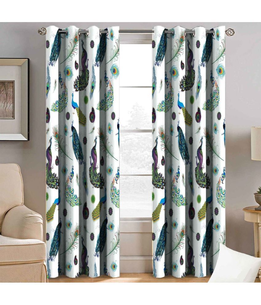     			BELLA TRUE Abstract Semi-Transparent Eyelet Curtain 9 ft ( Pack of 2 ) - Multicolor