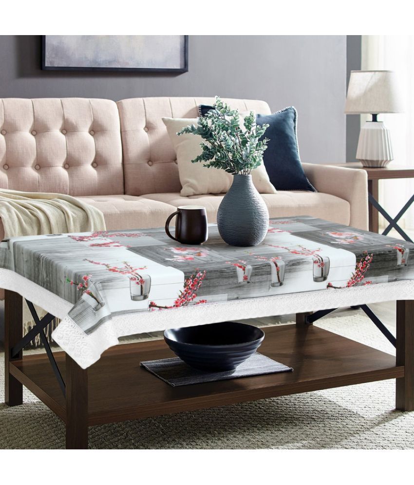     			Printed PVC 4 Seater Rectangle Table Cover ( 150 x 92 ) cm Pack of 1 Gray