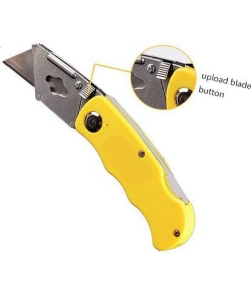     			Rangwell Utility Craft Knife,Heavy Duty Box Cutter Pocket Carpet Knife with 5 Replaceable Stainless Steel Blades, Belt Clip, Easy Release ButtonQuick Change and Lock-Back Design Multicolor,