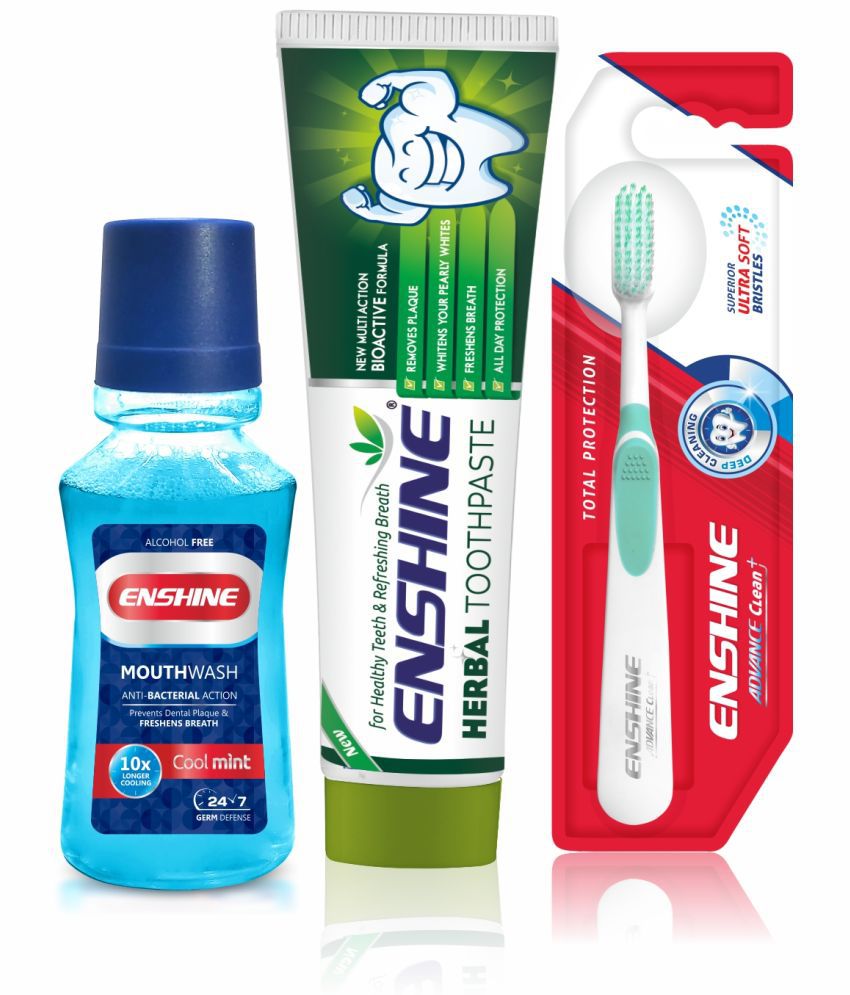     			Enshine Herbal Toothpaste 100g + Mouthwash 150ml + Toothbrush with tongue cleaner 1pc