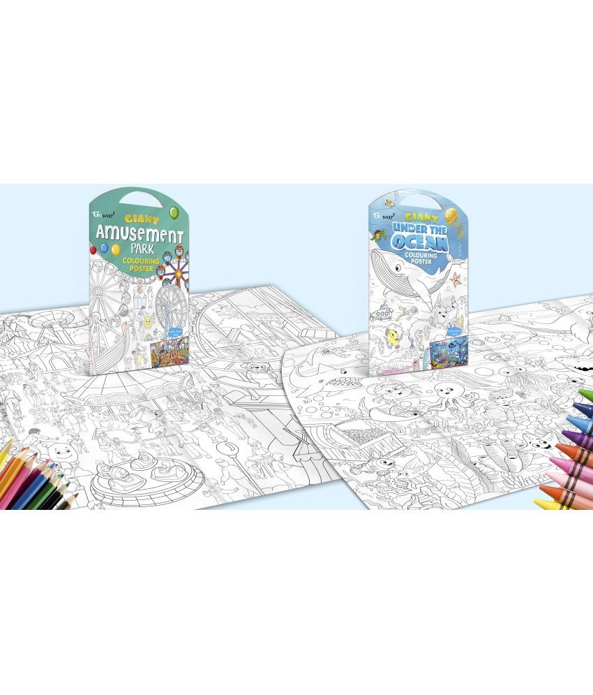     			GIANT AMUSEMENT PARK COLOURING POSTER and GIANT UNDER THE OCEAN COLOURING POSTER | Combo of 2 posters I Collection of most loved products for kids