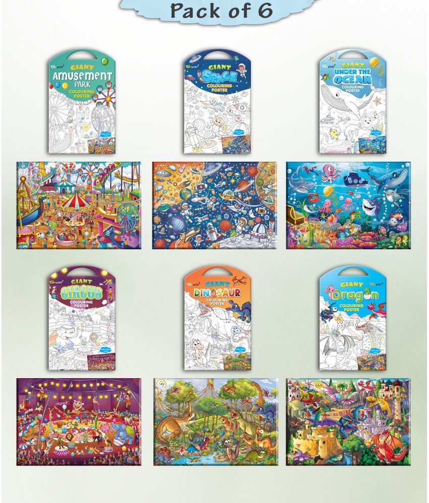     			GIANT CIRCUS COLOURING , GIANT DINOSAUR COLOURING , GIANT AMUSEMENT PARK COLOURING , GIANT SPACE COLOURING , GIANT UNDER THE OCEAN COLOURING  and GIANT DRAGON COLOURING  | Combo of 6 s I Coloring s Ultimate Collection