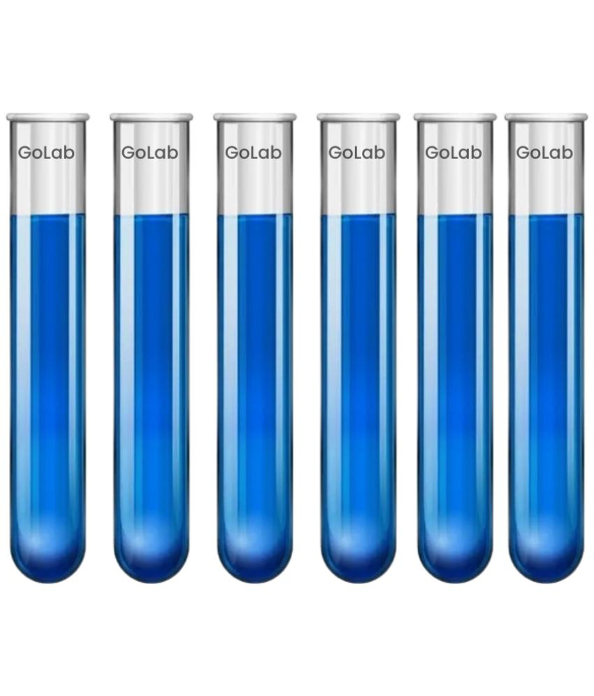     			GoLab Laboratory Premium Calibrated Borosilicate  Glass Test Tube 25 * 150 mm (dia x length), Capacity 55 ml (Boiling Tube) with Rim Borosilicate glass (pack of 6)