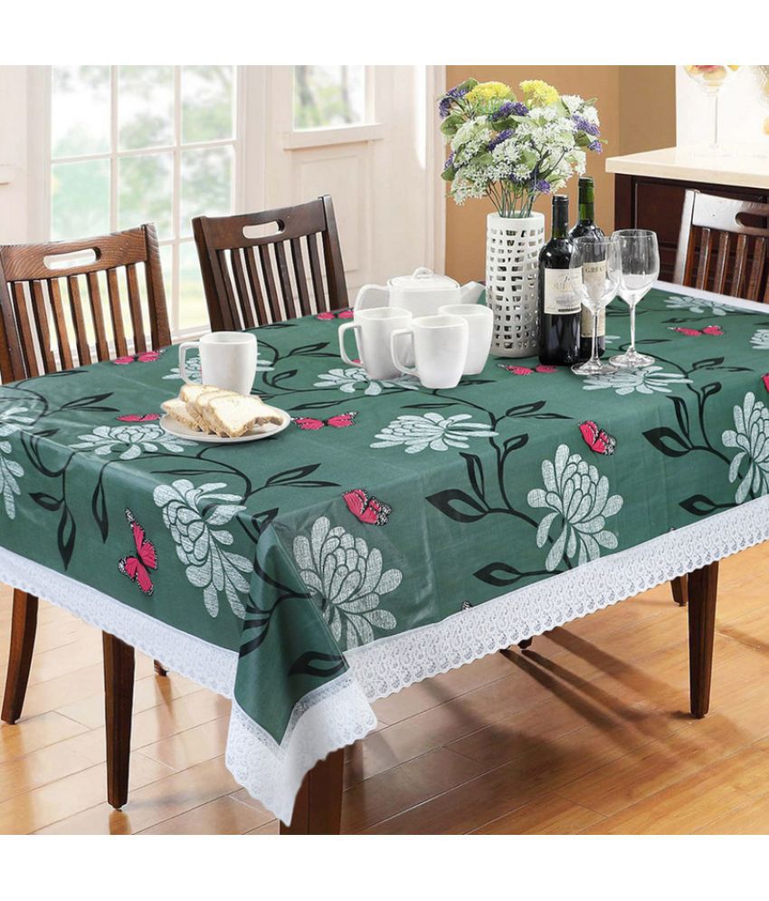     			HOMETALES Printed PVC 6 Seater Rectangle Table Cover ( 228 x 152 ) cm Pack of 1 Green