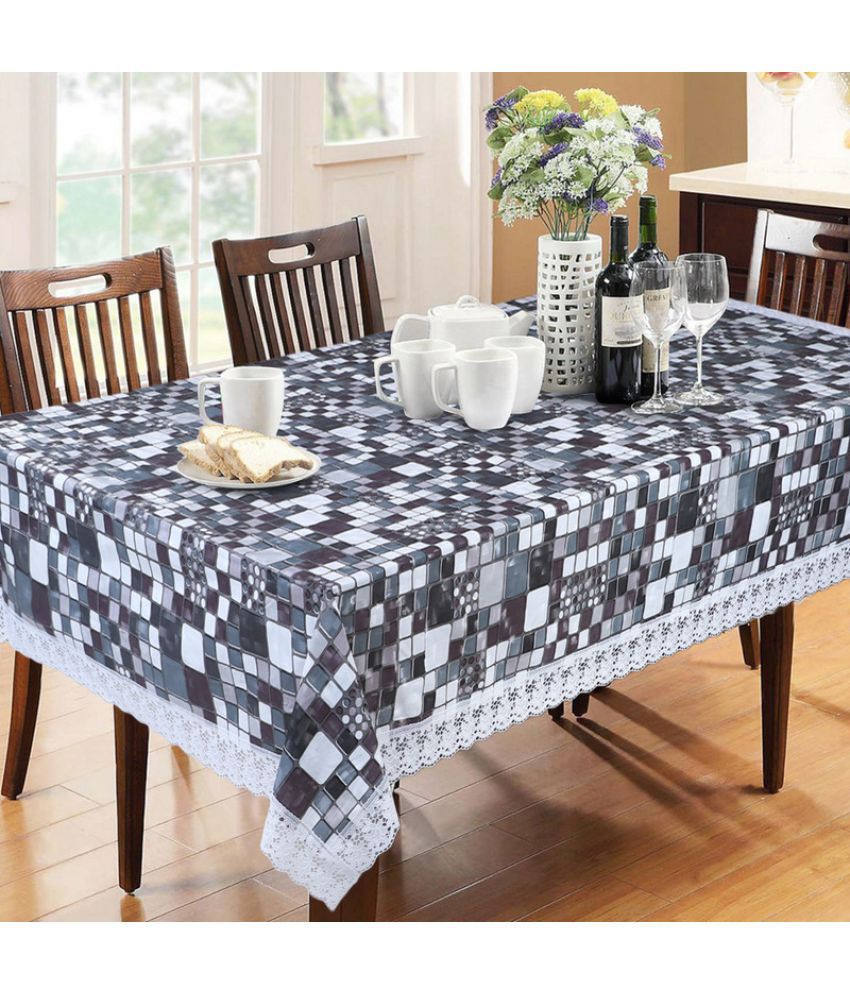     			HOMETALES Printed PVC 6 Seater Rectangle Table Cover ( 228 x 152 ) cm Pack of 1 Gray