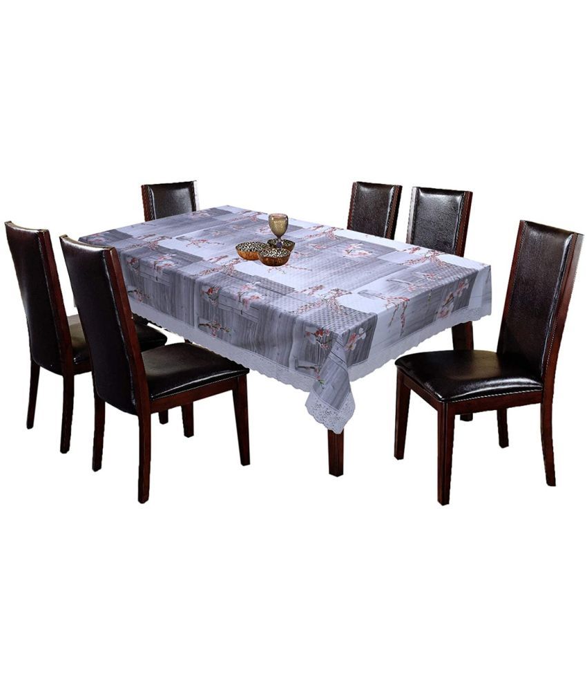     			Printed PVC 6 Seater Rectangle Table Cover ( 228 x 152 ) cm Pack of 1 Gray