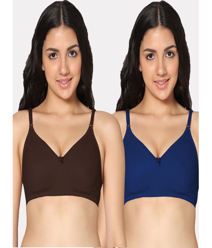     			IN CARE LINGERIE Pack of 2 Cotton Non Padded Women's Everyday Bra ( Multicolor )