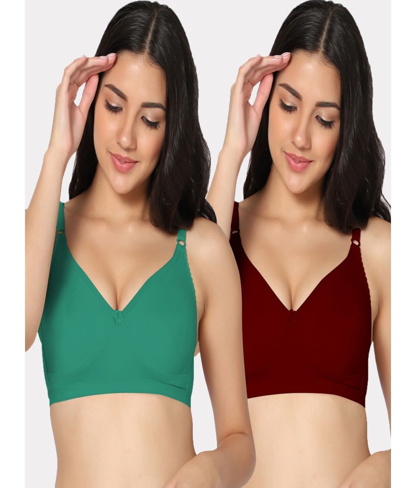     			IN CARE LINGERIE Pack of 2 Cotton Non Padded Women's Everyday Bra ( Multicolor )