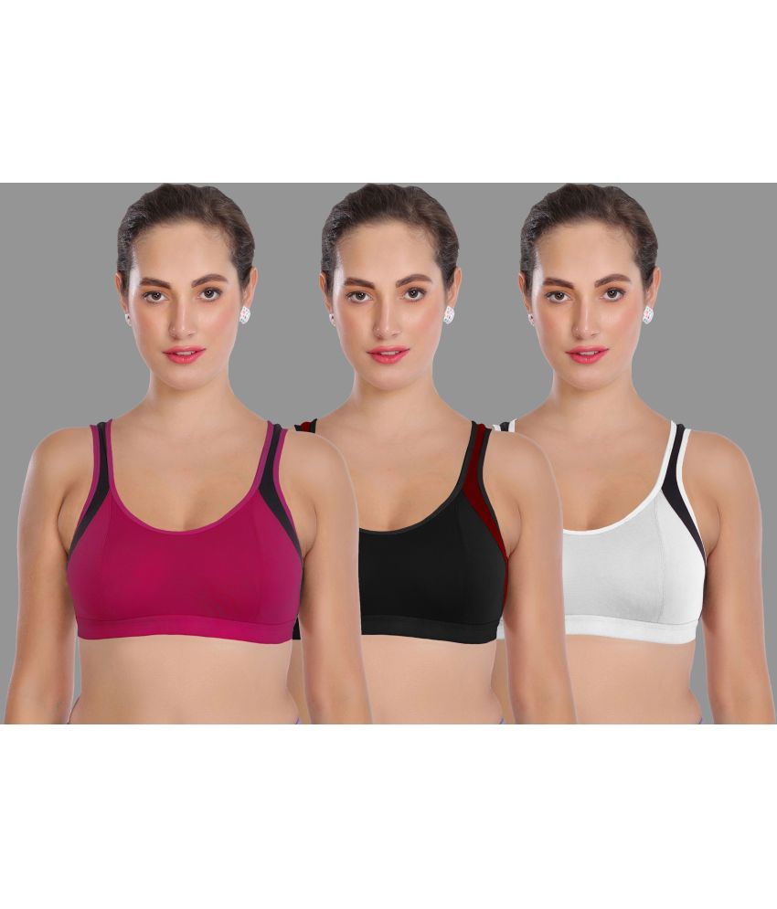     			Madam Pack of 3 Lycra Lightly Padded Women's T-Shirt Bra ( Multicolor )