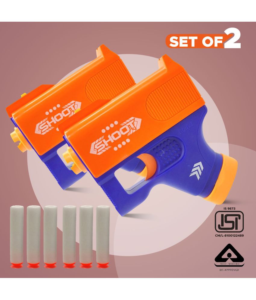     			NHR 2 Toy Soft Bullet GunS with 6 Foam Bullets, (Set of Two) Compact & Light Toy Guns for 8+ Kids, Durable and Safe Design, Easy to Operate Playtime Guns for Shooting Imaginary Targets