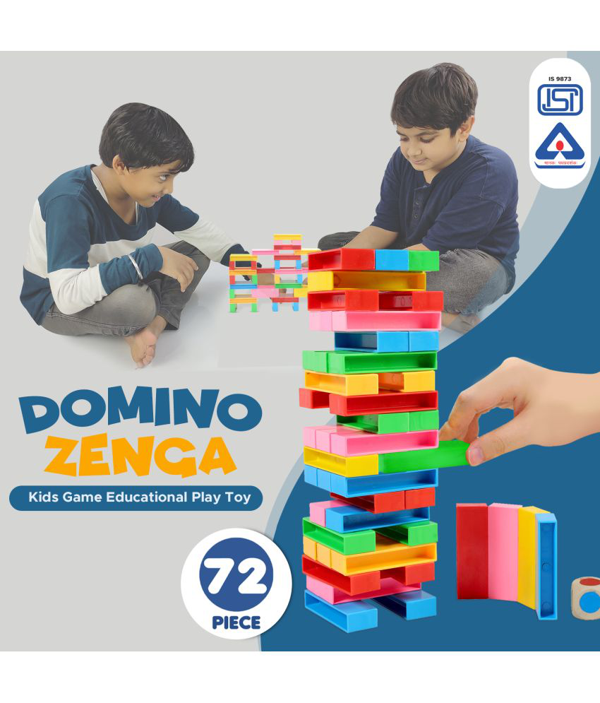     			NHR 72 pcs and 1 pcs Dice Plastic Dominos Set,, Safe, Multi-Colour, Helps with Basic Learning, Hand-Eye Coordination, for +3 Years Kids