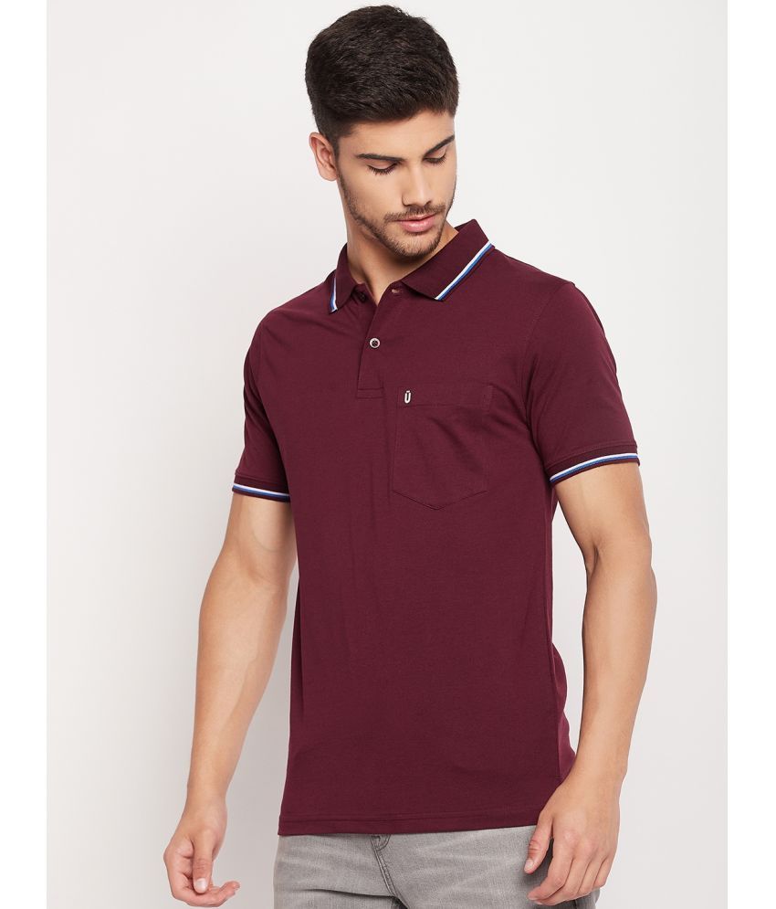     			UNIBERRY Pack of 1 Cotton Blend Regular Fit Solid Half Sleeves Men's Polo T Shirt ( Maroon )