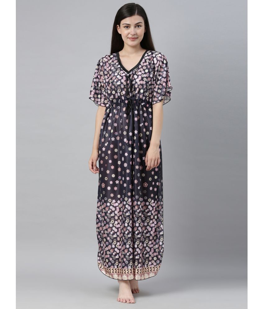     			BAILEY SELLS - Multi Color Satin Women's Nightwear Kaftan Night Dress ( Pack of 1 )