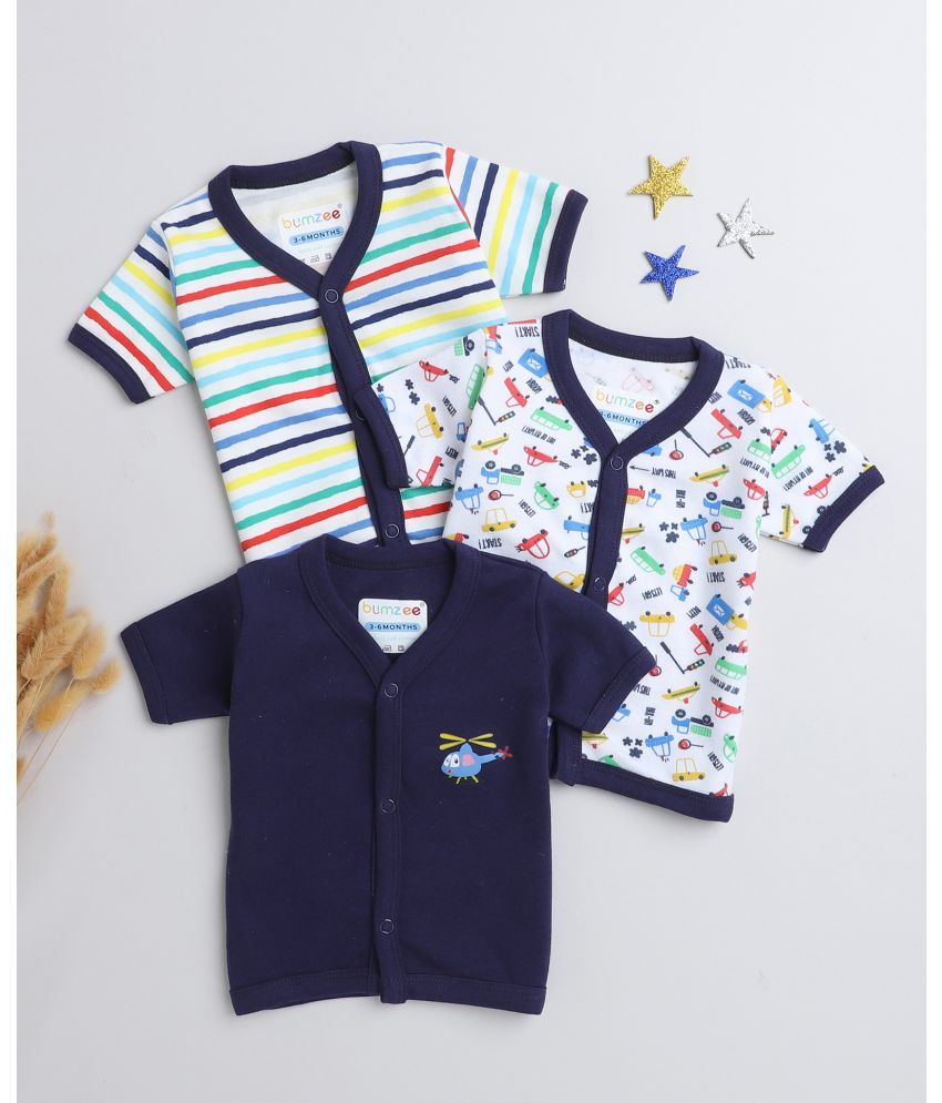     			BUMZEE Pack of 3 Baby Boys Cotton T-Shirt ( Navy )