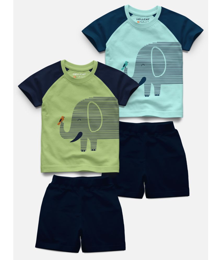     			HELLCAT - Mint Green Cotton Blend Boys T-Shirt & Shorts ( Pack of 2 )
