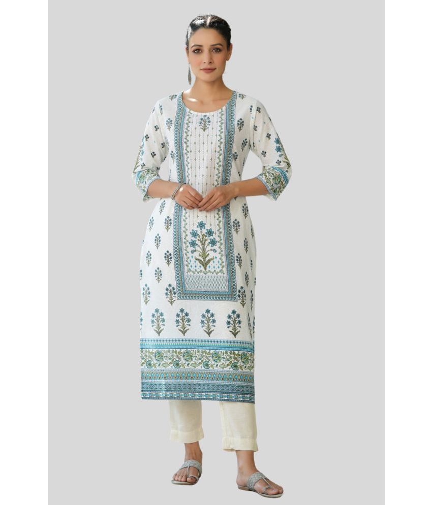     			Juniper - Blue Cotton Blend Women's Straight Kurti ( Pack of 1 )