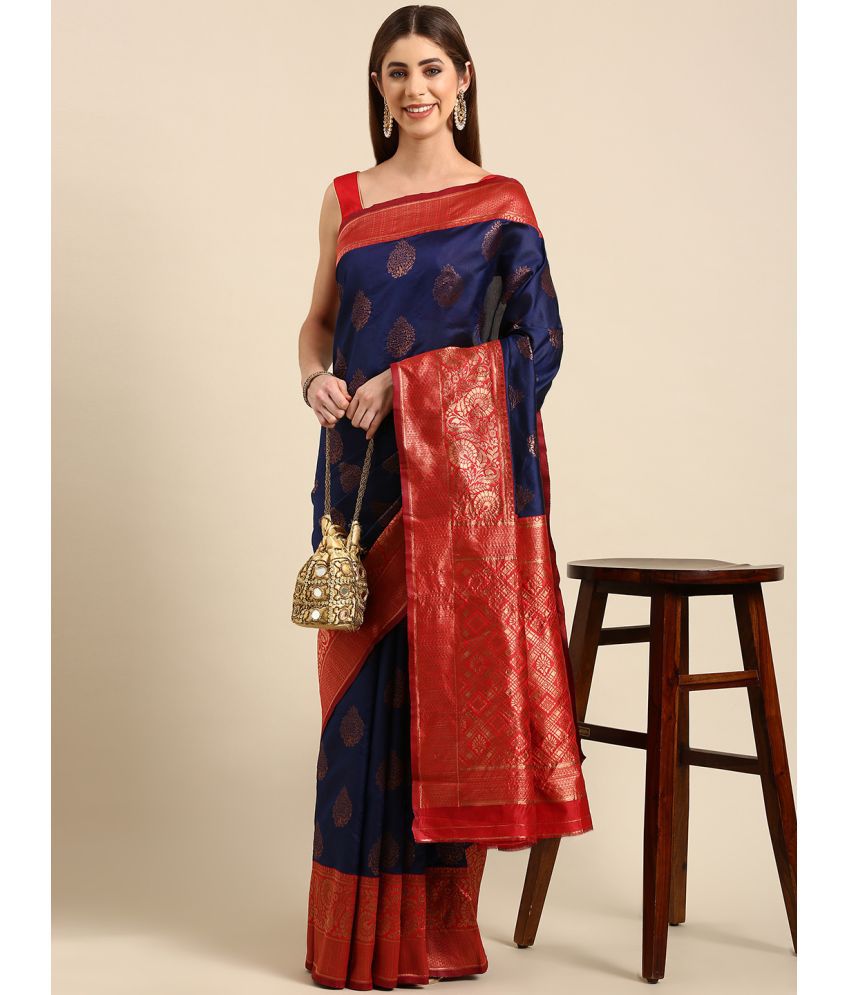     			SHANVIKA - Blue Art Silk Saree With Blouse Piece ( Pack of 1 )