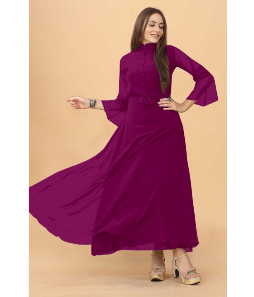     			Vrunda Fashion - Purple Georgette Women's Gown ( Pack of 1 )
