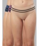 C9 Airwear Pack of 3 Nylon Striped Women's Bikini ( Multi Color )