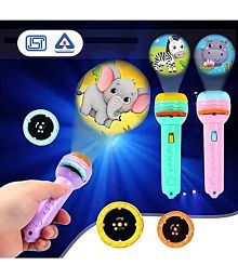 NHR Toy Torch Mini Projector Flashlight Toy with 3 Slides 24 Random Patterns for Kids, Flashlight Projector torch for kids, Learning Flashlight Toy, Torch for Kids, Projector Torch for Kids, Light Toys, Flashlight Lamp, Torch Toy, (Assorted Colors)