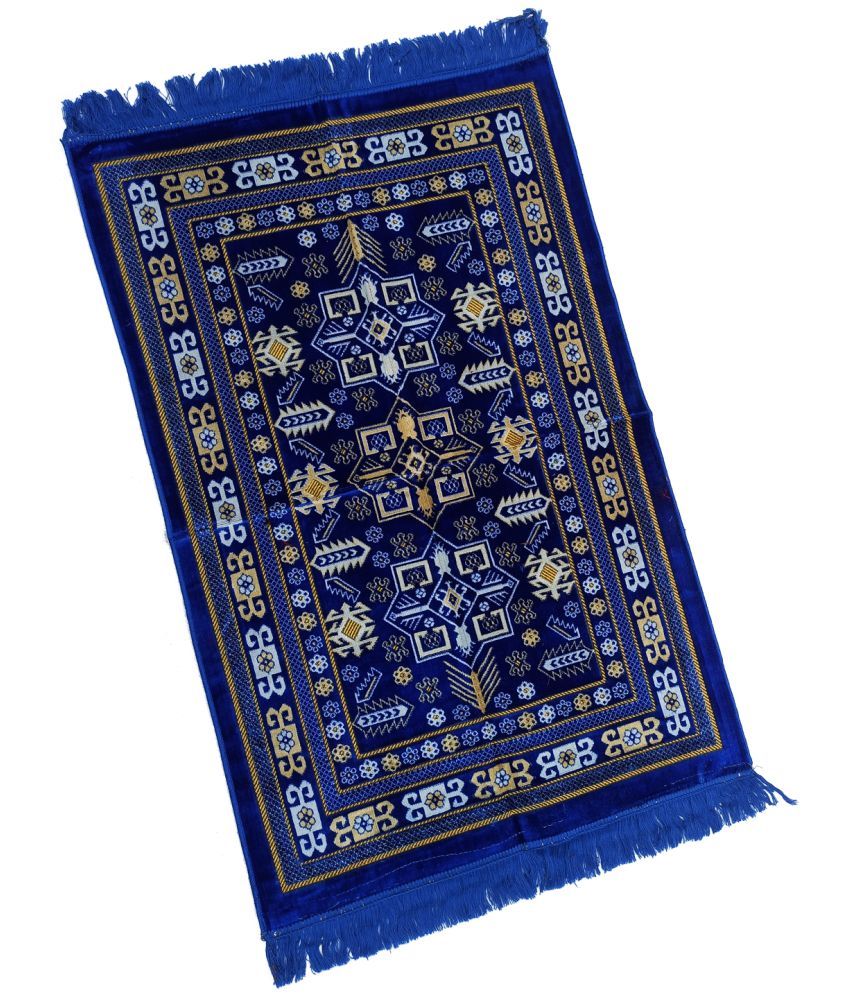     			ADIRNY Blue Single Velvet Prayer Mat ( 110 X 70 cm )