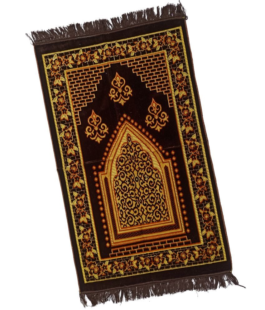     			ADIRNY Brown Single Velvet Prayer Mat ( 110 X 70 cm )