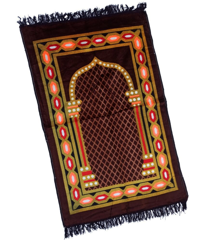     			ADIRNY Brown Single Velvet Prayer Mat ( 115 X 75 cm )