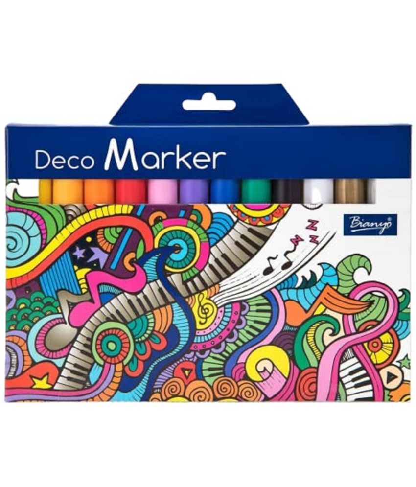     			Acrylic Paint Deco Marker Pens- Fine Tip Art Liquid Highlighters Set for Rocking Painting, Drawing, Coloring on Wood, Stones, Fabric, Glass, Ceramics, 12 Colors , Multicolor