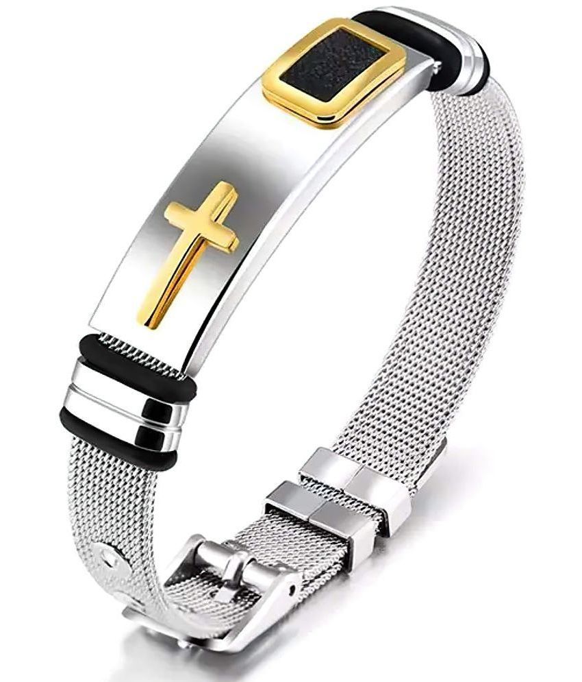     			FASHION FRILL - Silver Men's Religious Bracelet ( Pack of 1 )
