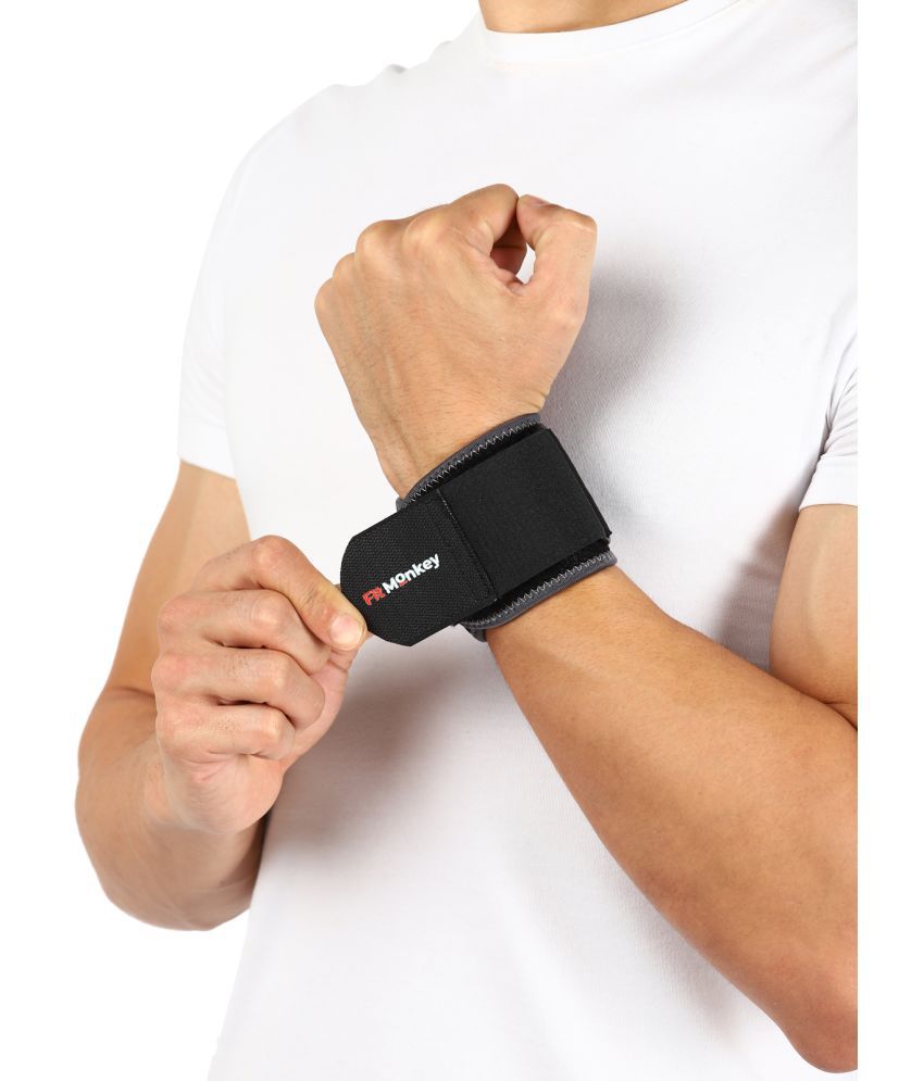     			Fitmonkey - Black Neoprene Wrist Supporter For Gym Wrist Band Fitness Workout (Pack Of 1)