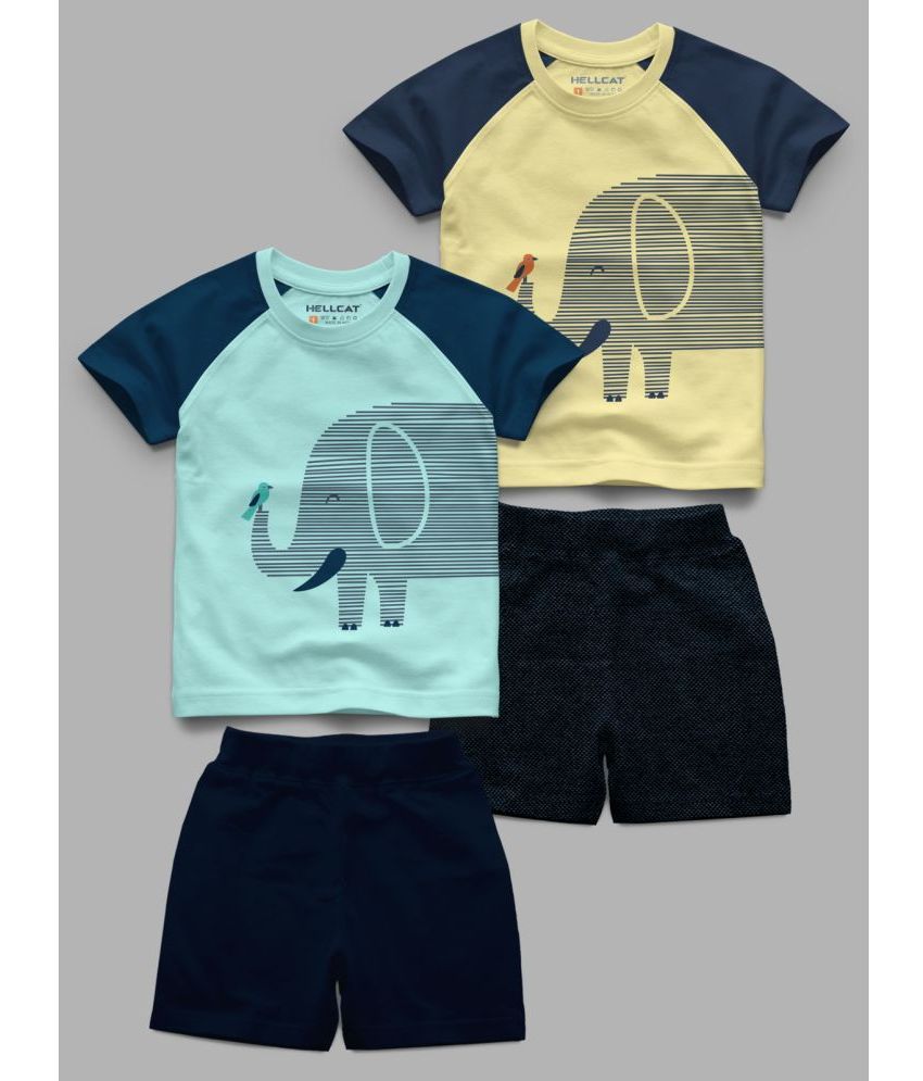     			HELLCAT - Blue Cotton Blend Baby Boy T-Shirt & Shorts ( Pack of 2 )