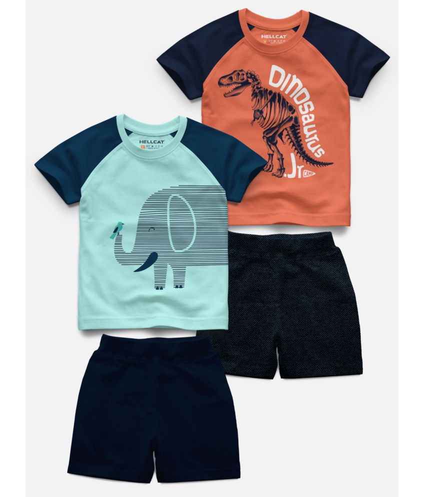     			HELLCAT - Multi Cotton Blend Baby Boy T-Shirt & Shorts ( Pack of 2 )