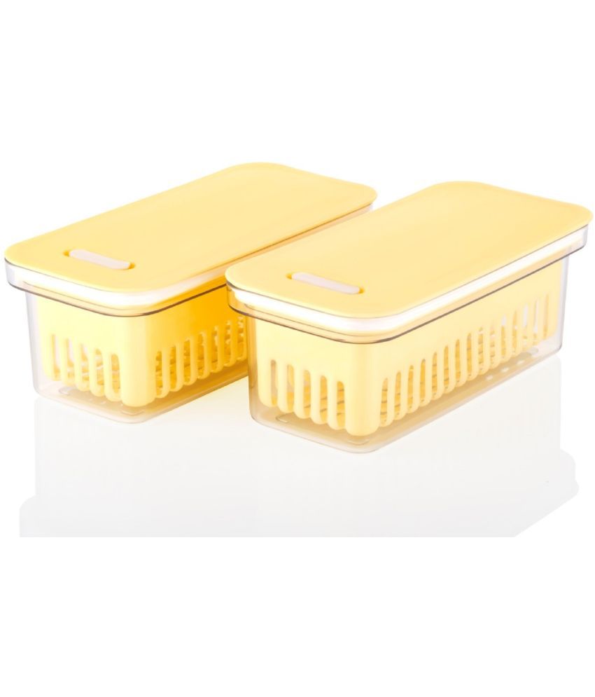     			HOMETALES - Dal/Veg./Grocery Plastic Yellow Food Container ( Set of 2 )