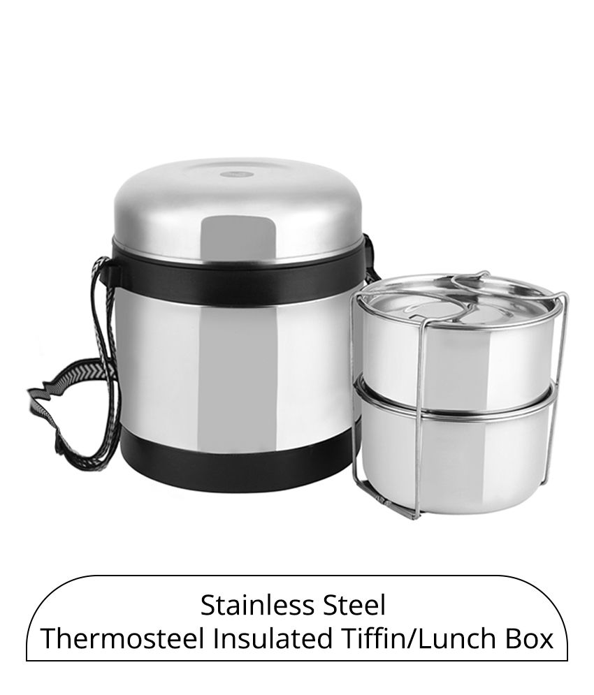     			HOMETALES Stainless Steel/ Thermosteel Insulated Tiffin/Lunch Box 2-Tier Set, 300ml each (2U)
