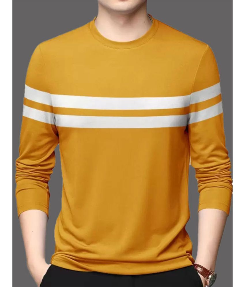     			Heathex - Mustard Cotton Blend Regular Fit Men's T-Shirt ( Pack of 1 )