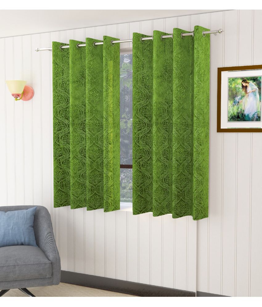     			Homefab India SelfDesign Blackout Eyelet Window Curtain 5ft (Pack of 2) - Green