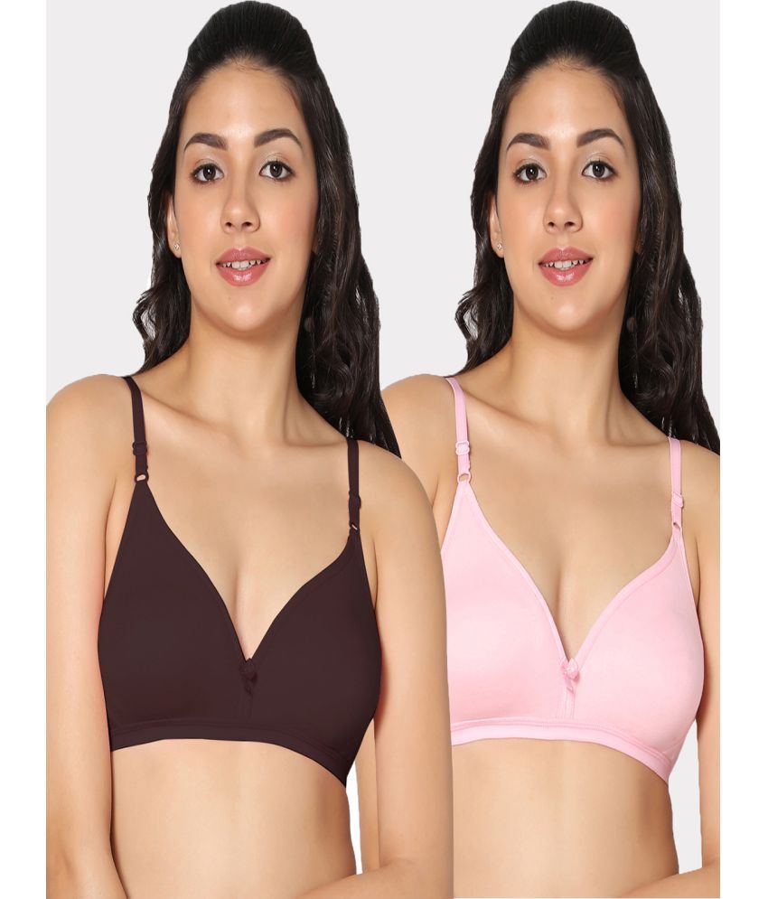     			IN CARE LINGERIE - Multicolor Cotton Lightly Padded Women's T-Shirt Bra ( Pack of 2 )