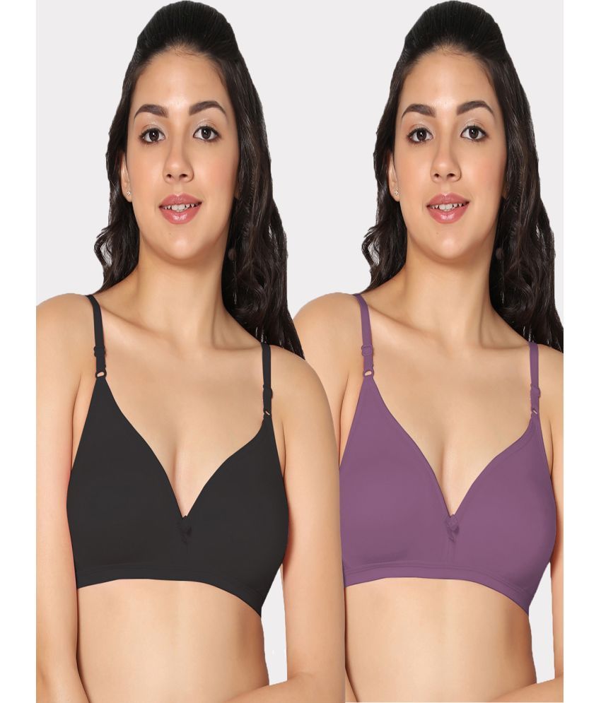     			IN CARE LINGERIE - Multicolor Cotton Lightly Padded Women's T-Shirt Bra ( Pack of 2 )